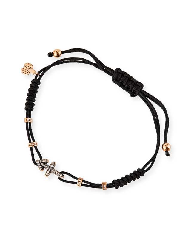 18k Pink Gold Diamond Sagittarius Pull-Cord Bracelet
